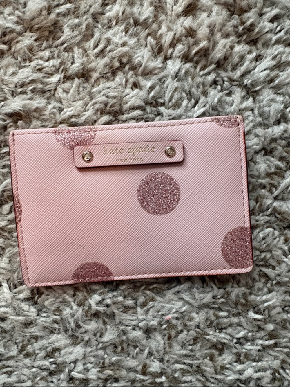 kate spade Pink Glitter Polka Dot Card Case
